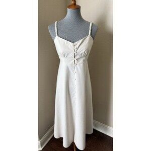 Monteau Los Angeles Size Medium Linen Blend Smock Back Sleeveless Midi Dress